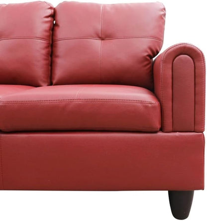 Red L-Shaped 3-Piece Faux Leather Sofa with Storage Ottoman Set, Sectional Couch Sofa Set for Living Room, Office, Small Space