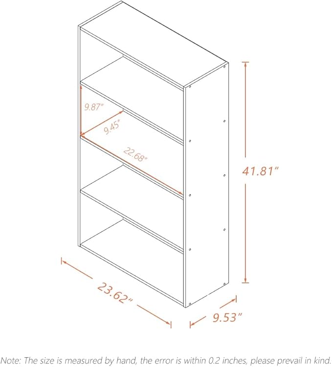 Basic Open Shelf Bookcase - 4-Tier Wooden Cube Storage Shelves Split Bookshelf, White