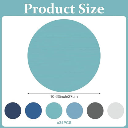 24 Pack Dry Erase Dots Circles Colorful 10 Inch Removable White Board Marker Wall Sticker Decals Painted Wood Design Spots Set for Classroom Teachers Students Tables Desk (Blue Color)