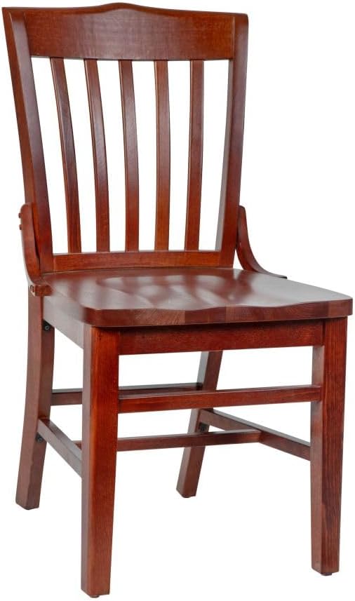 Flash Furniture Hercules Series School House Back Wood Restaurant Chair, Classic Armless Dining Chair for Restaurants/Kitchens, Mahogany Wood Finish