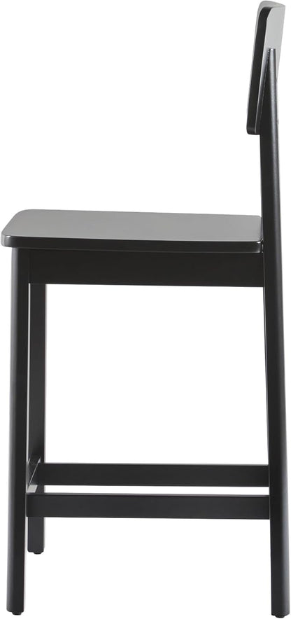 Walker Edison 2-Piece Minimalist Solid Wood Counter Stool, Set of 2, Black