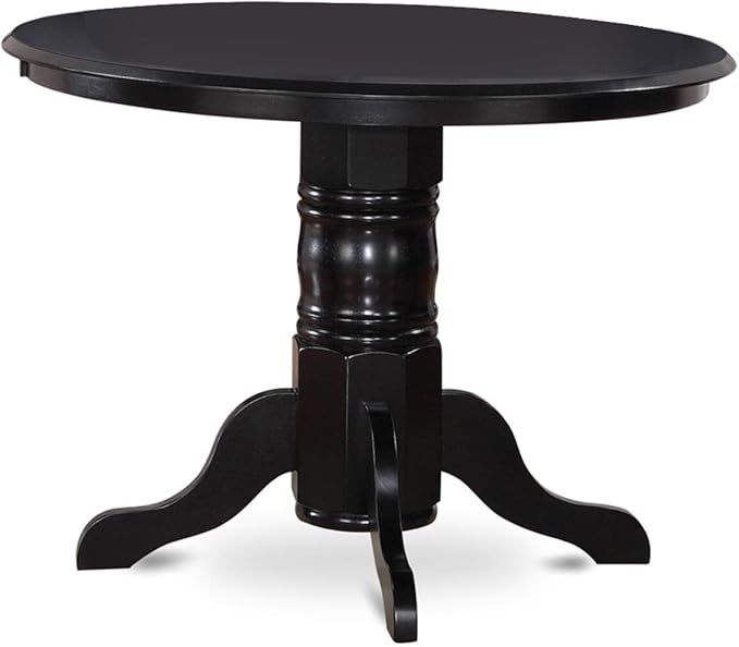 East West Furniture SHBO3-BLK-W 3 Piece Dining Room Furniture Set Contains a Round Kitchen Table with Pedestal and 2 Dining Chairs, 42x42 Inch, Black