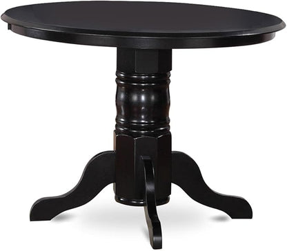 East West Furniture SHBO3-BLK-W 3 Piece Dining Room Furniture Set Contains a Round Kitchen Table with Pedestal and 2 Dining Chairs, 42x42 Inch, Black