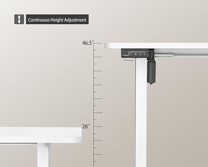 Electric Standing Desk Adjustable Height, 48x24 Inches Sit Stand up Desktop for Home Office, Ergonomic Rising Computer Table with Memory Preset, White