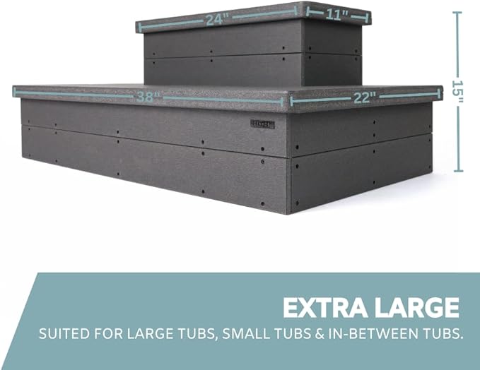 Heavy Duty Hot Tub Steps with Storage - Waterproof, Non-Slip & No Maintenance - Large 700LBS Load Capacity - Multi Angle Access - Ideal for Spa Steps, Hot Tub Stairs - Gray Spa Step for Outdoor