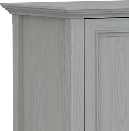SIMPLIHOME Amherst 72-inch Wide Solid Wood TV Stand in Fog Grey, Transitional-Style Media Console for Living Room with Cable Management and Adjustable Shelves, Fits 80" TVs