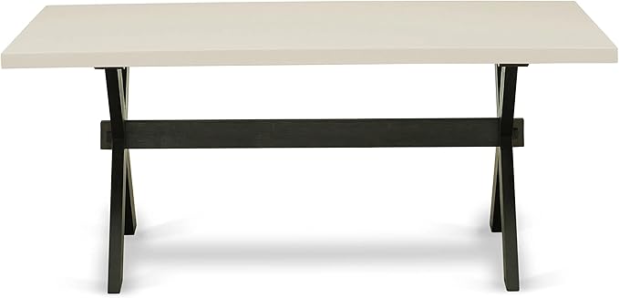East West Furniture X627EL635-9 9 Piece Dining Room Table Set Includes a Rectangle Dining Table with X-Legs and 8 Doeskin Linen Fabric Upholstered Parson Chairs, 40x72 Inch, Multi-Color