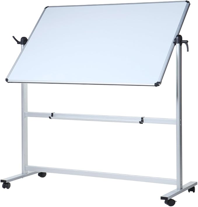 VIZ-PRO Double-Sided Magnetic Mobile Whiteboard,44 x 30 Inches Aluminium Frame and Stand