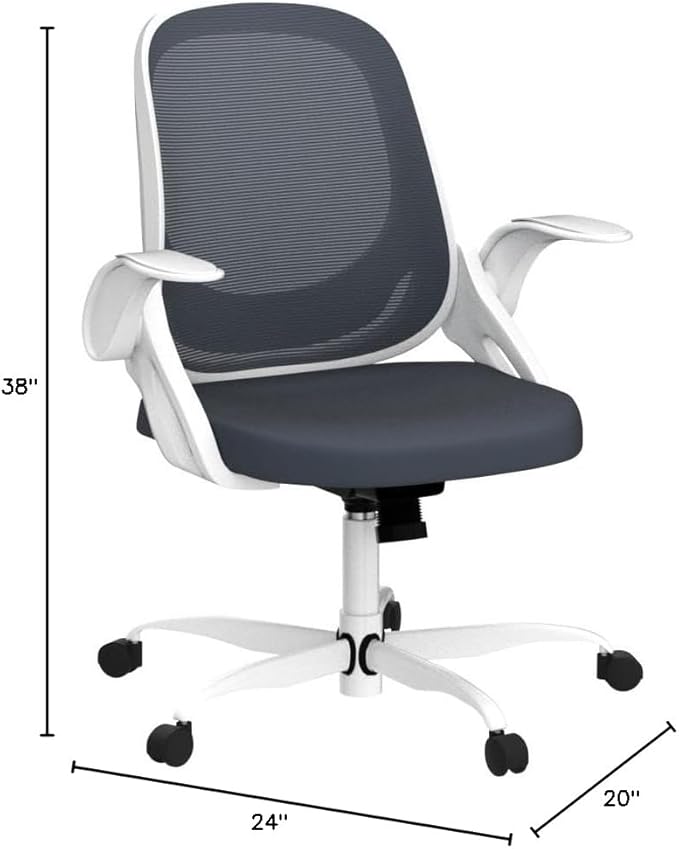 Home Office Chair Work Desk Chair Comfort Ergonomic Swivel Computer Chair, Breathable Mesh Desk Chair, Lumbar Support Task Chair with Wheels and Flip-up Arms and Adjustable Height