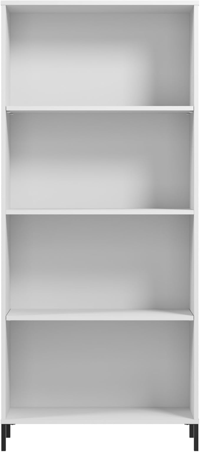 Bush Furniture Essence 4 Shelf Bookcase in White | Organizers and Shelves for Home Office Workspace, Living Room, Entryway, Bedroom, and Mudroom