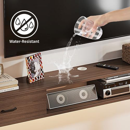 Floating TV Stand with 2 Doors,70'' Wall-Mounted TV Console,Floating TV Cabinet,Floating Console Shelf,Wall Mounted TV Cabinet(Walnut)