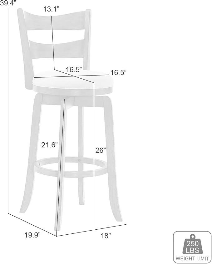 Armen Living Blair 26 in. Putty Brown Counter Height Rubberwood Swivel Barstool with Cream Fabric Seat - Set of 4