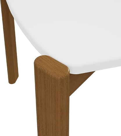 Manhattan Comfort Gales 70-Inch Mid Century Modern Dining Table for 6 Persons, Unique Minimalist Home Furniture with Solid Eucalyptus Wood Legs, Matte White