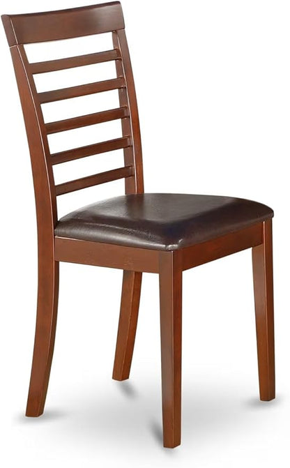 East West Furniture CAML5C-MAH-LC 5 Piece Dining Room Furniture Set Includes a Rectangle Kitchen Table and 2 Faux Leather Dining Chairs with 2 Benches, 36x60 Inch, Mahogany