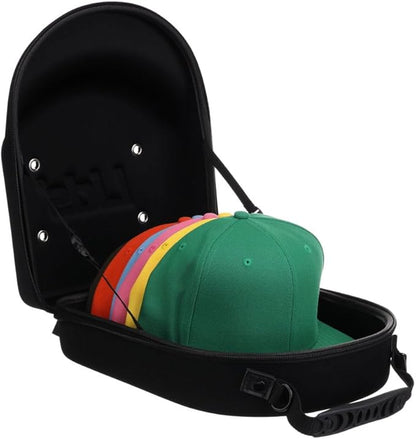 Lids Hat Travel Case – Baseball Cap Carrier for 6 Hats, Durable Black Exterior & Interior, Storage with Handle & Adjustable Shoulder Strap, Hard Hat Organizer for Travel & Closet
