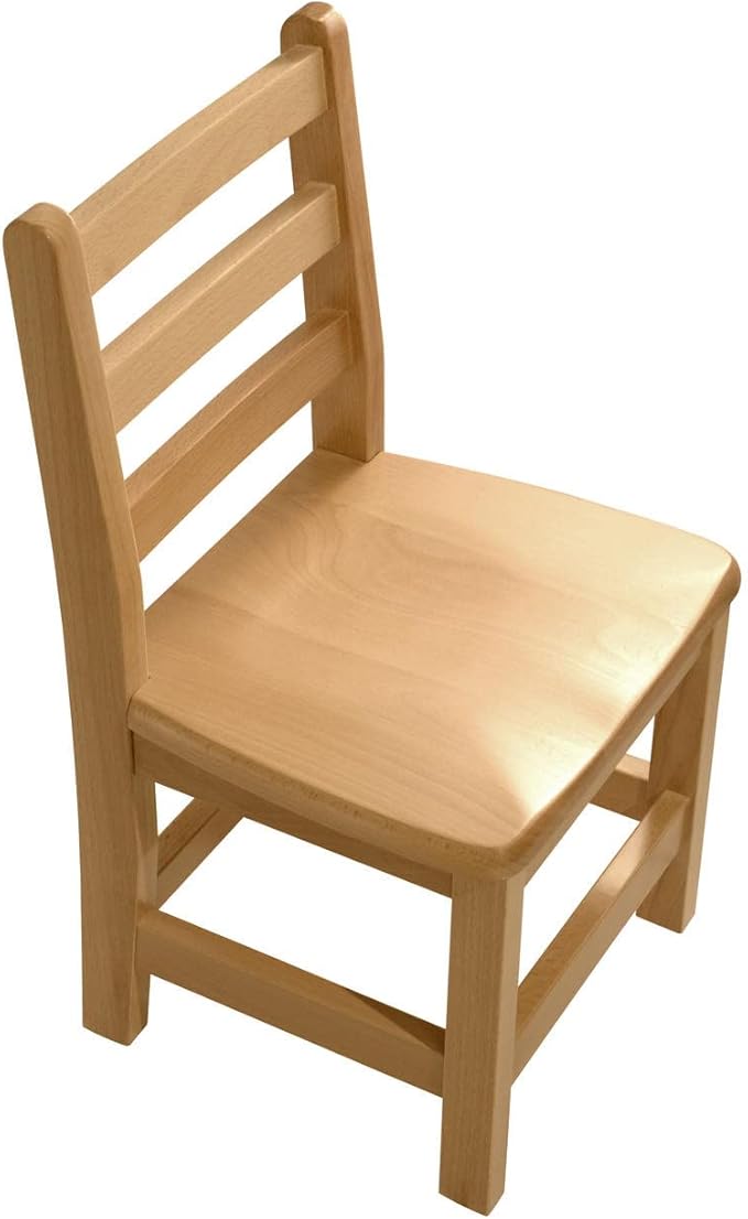 Kids Wooden Chair Set, Fully Assembled Youth Ladderback Wood Chairs for Children, 15" Seat Height for Ages 9-11 (Set of Two)