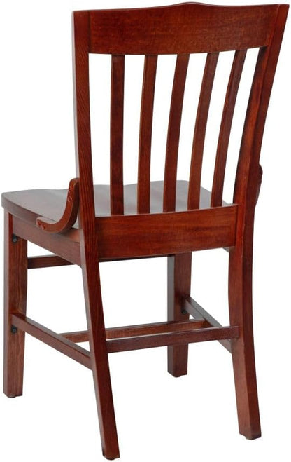 Flash Furniture Hercules Series School House Back Wood Restaurant Chair, Classic Armless Dining Chair for Restaurants/Kitchens, Mahogany Wood Finish