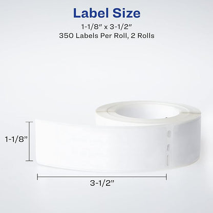 Avery Direct Thermal Address Labels, 1-1/8" x 3-1/2", White, Comparable to DYMO 30252, 350 Blank Labels per Roll, 2 Rolls, 700 Total (4183)