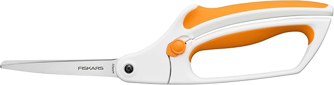 Fiskars Easy Action Scissors, No. 8, Spring-Assisted & SoftGrip Bent Handle Reduces Hand Fatigue, Precision Stainless Steel Blades for Clean Tabletop Cutting, Ambidextrous Design, Stainless Steel