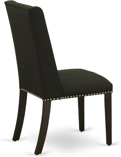 East West Furniture V627FL624-5 5 Piece Kitchen Table & Chairs Set Includes a Rectangle Dining Room Table with V-Legs and 4 Black Linen Fabric Upholstered Chairs, 40x72 Inch, Multi-Color