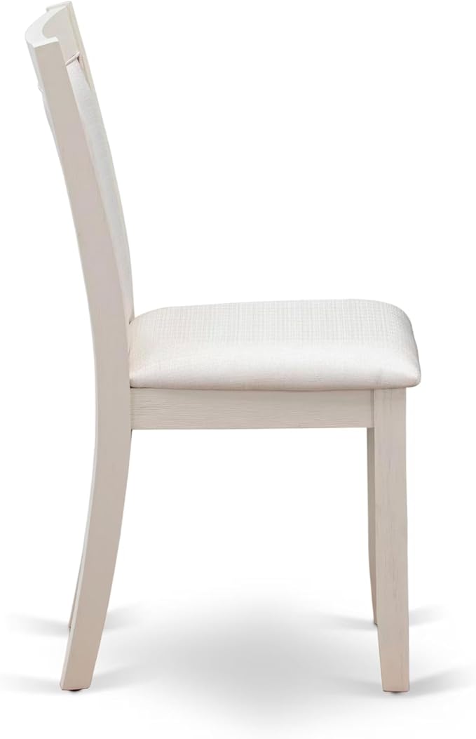 East West Furniture V077MZ001-6 6 Piece Dinette Set Contains a Rectangle Dining Room Table with V-Legs and 4 Cream Linen Fabric Parson Chairs with a Bench, 40x72 Inch, Multi-Color