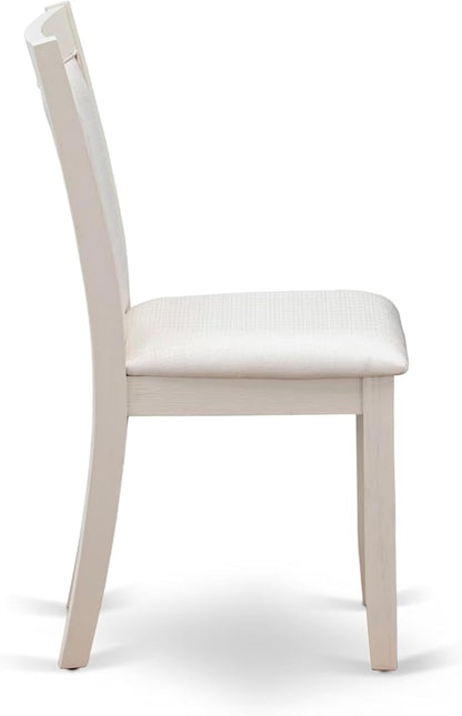 East West Furniture V077MZ001-6 6 Piece Dinette Set Contains a Rectangle Dining Room Table with V-Legs and 4 Cream Linen Fabric Parson Chairs with a Bench, 40x72 Inch, Multi-Color