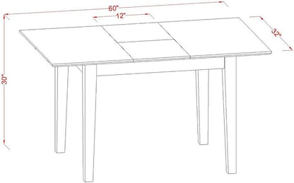 East West Furniture PSNO5-MAH-W 5 Piece Dining Table Set for 4 Includes a Rectangle Kitchen Table with Butterfly Leaf and 4 Dining Room Chairs, 32x60 Inch, Mahogany