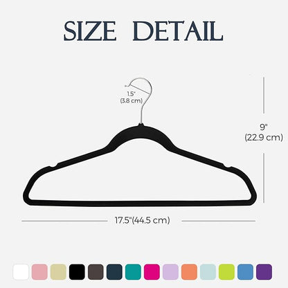 HOUSE DAY Black Velvet Hangers 40 Pack, Non Slip Clothes Felt Hanger Heavy Duty for Coat, Premium Slim Space Saving Suit Hangers for Closet Organizer, 360° Rotating Silver Hook