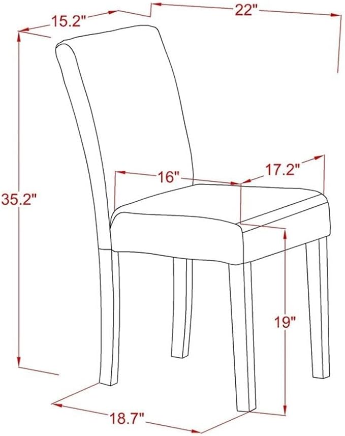 East West Furniture X077AB264-7 7 Piece Dining Room Table Set Consist of a Rectangle Dining Table with X-Legs and 6 White Faux Leather Upholstered Parson Chairs, 40x72 Inch, Multi-Color