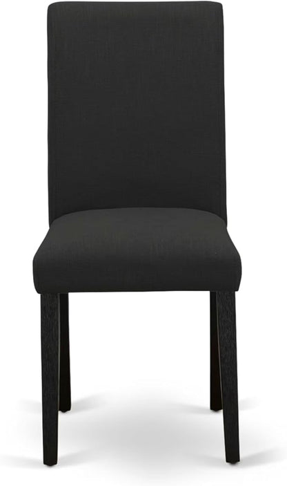 East West Furniture V627AB624-5 5 Piece Dining Set Includes a Rectangle Dining Room Table with V-Legs and 4 Black Color Linen Fabric Upholstered Parson Chairs, 40x72 Inch, Multi-Color