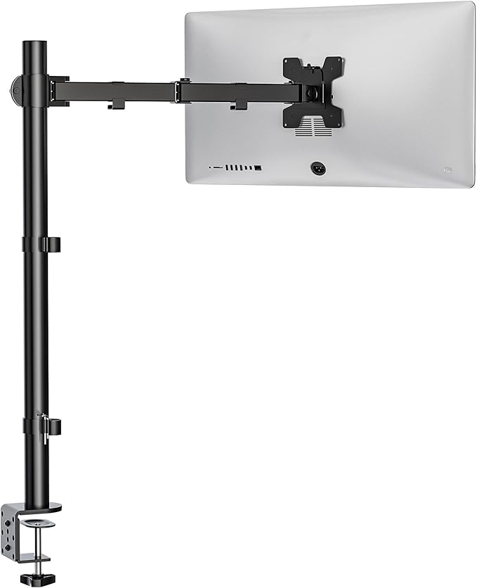 WALI Monitor Arm Mount for Desk, Single Extra Tall Computer Desk Mount, Monitor Bracket Mount Stand Single, up to 32 inch, 22 lbs (M001XL), Black