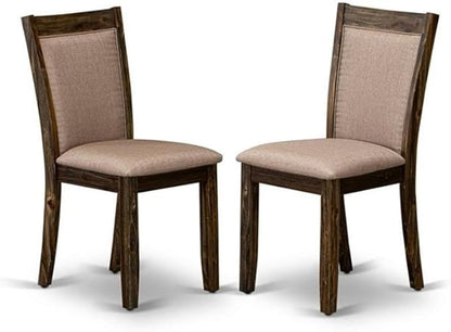 East West Furniture X777MZ716-7 7 Piece Dining Set Consist of a Rectangle Dining Room Table with X-Legs and 6 Dark Khaki Linen Fabric Upholstered Parson Chairs, 40x72 Inch, Multi-Color
