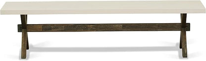 East West Furniture X727VE703-6 6 Piece Dining Room Table Set Contains a Rectangle Kitchen Table with X-Legs and 4 Brown Linen Fabric Parson Chairs with a Bench, 40x72 Inch, Multi-Color