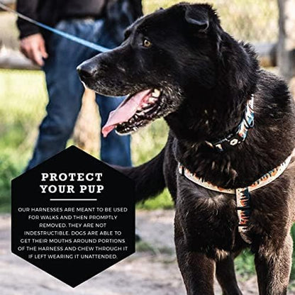 Wolfgang Heavy Duty Adjustable Dog Harness, Pull-Tested to Over 800 lbs for Walking & Training, Overland Print, Large