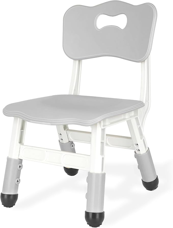 Kids Height Adjustable Toddler Chair Max Load 220LBS Plastic Indoor Outdoor for Children Age 1-6 School Home Daycare Use Grey