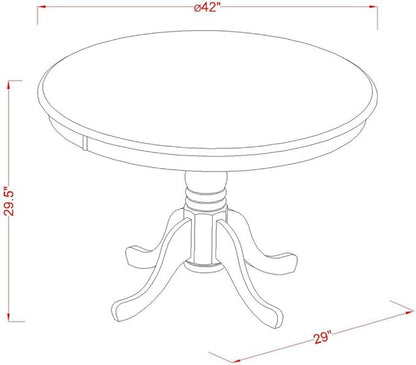 East West Furniture HLCA3-MAH-W 3 Piece Kitchen Table Set for Small Spaces Contains a Round Dining Room Table with Pedestal and 2 Dining Chairs, 42x42 Inch, Mahogany