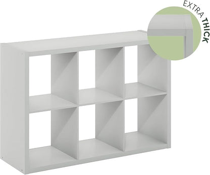 Furinno Cubicle Open Back Decorative Cube Storage Organizer, 6-Cube, Light Grey