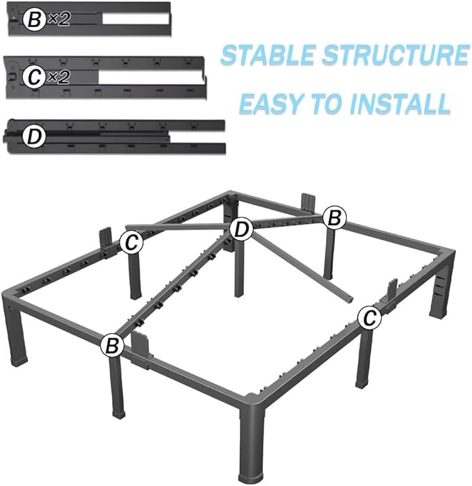 FUIOBYVV 14 Inch Full Bed Frame with Rounded Corner and Headboard Hole Mattress Retainers 3500 LBS Metal Heavy Duty Steel Slats Support No Box Spring Needed Platform Noise Free Easy Assembly