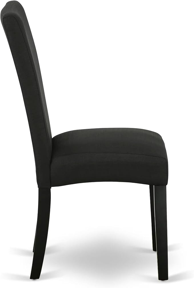 East West Furniture V697DR124-9 9 Piece Dining Table Set Includes a Rectangle Dining Room Table with V-Legs and 8 Black Color Linen Fabric Upholstered Chairs, 40x72 Inch, Multi-Color