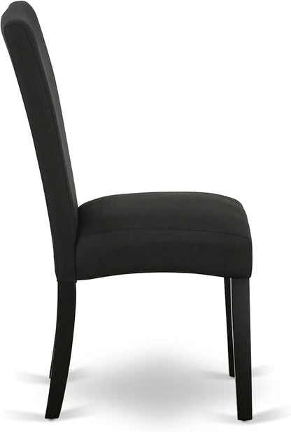 East West Furniture V697DR124-9 9 Piece Dining Table Set Includes a Rectangle Dining Room Table with V-Legs and 8 Black Color Linen Fabric Upholstered Chairs, 40x72 Inch, Multi-Color