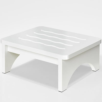 Wooden Step Stool for Adults, One Step Stool with Non-Slip Rubber, 6.9”x 15.7"" Bed Step Stool for High Beds, White Safety Foot Stool for Elderly, Kid