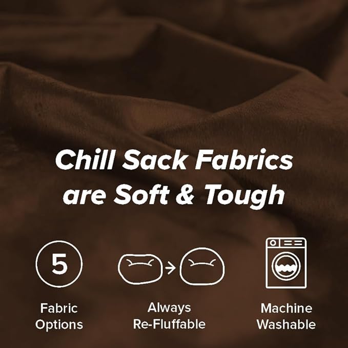 Chill Sack Bean Bag Chair - 5' Giant Memory Foam Lounge Chair with Soft Microfiber Cover – Cozy Furniture for Living Room, Dorm, & Kids' Rooms – Comfortable 5 Ft, Microsuede Lounge Sofa, Chocolate
