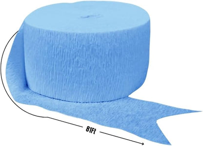 Baby Blue Crepe Paper Roll - 81' (1 Count) - Great for Stunning DIY Crafts, Party Decor, and More