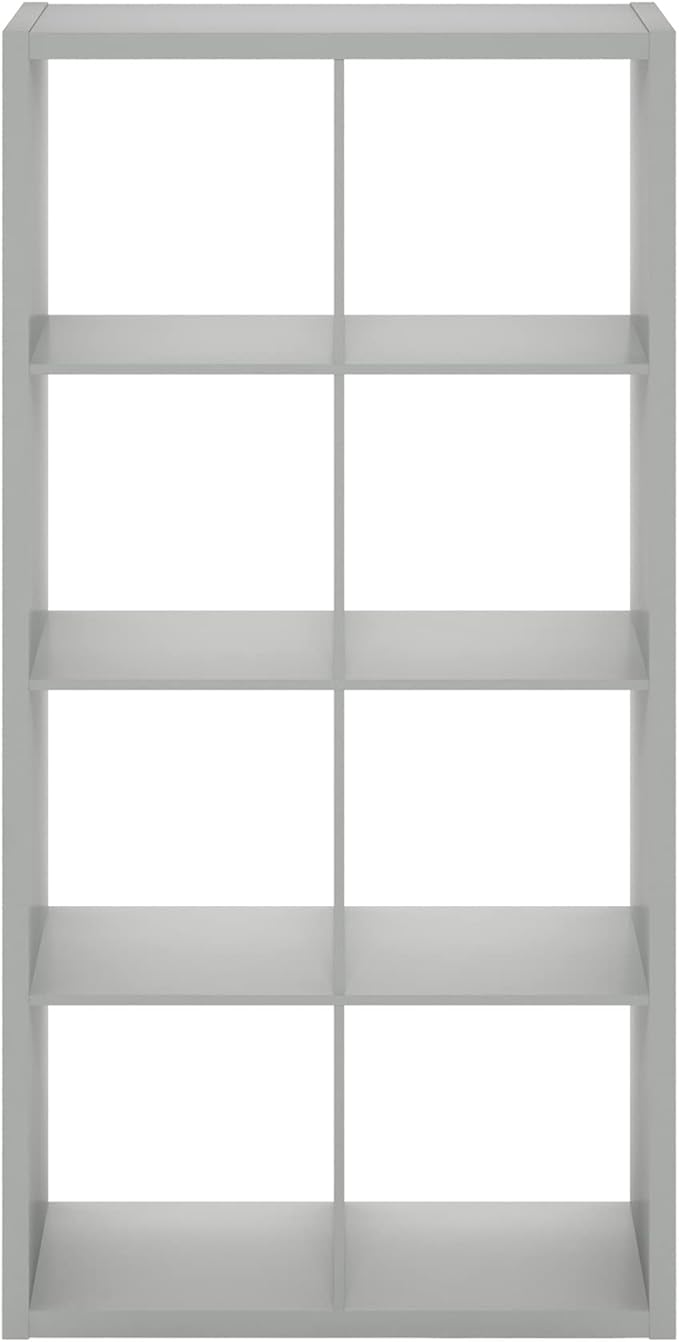 Furinno Cubicle Open Back Decorative Cube Storage Organizer, 8-Cube, Light Grey