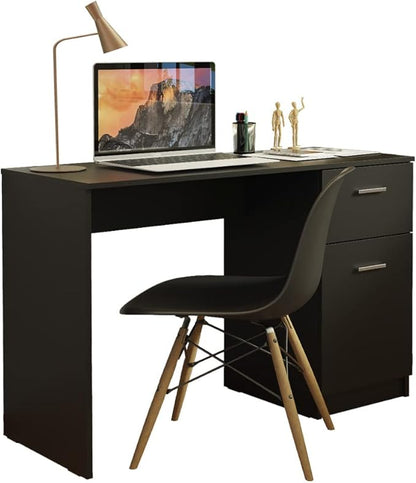 Madesa Compact Computer Desk Study Table for Small Spaces Home Office 43 Inch Student Laptop PC Writing Desks with Storage and Drawer, Modern Ergonomic Gaming Workstation - Black