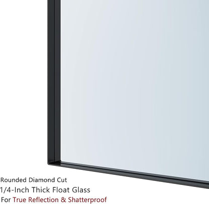 VocalStar Black Metal Framed Bathroom Mirror for Wall, 22 x 30 Inch Square Corner Rectangle Black Bathroom Vanity Mirror Modern Farmhouse, 1/4-inch Shatterproof Glass | Ultra-Flush Hanging