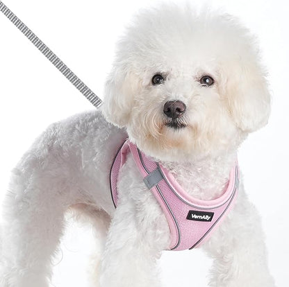 Sparkly Dog Harness Small Sized and Leash Set for Small Dogs Cats,Pink S Puppy Harness, Step in Soft Dog Reflective Vest, Breathable Mesh Pet Harness. (Pink, S)