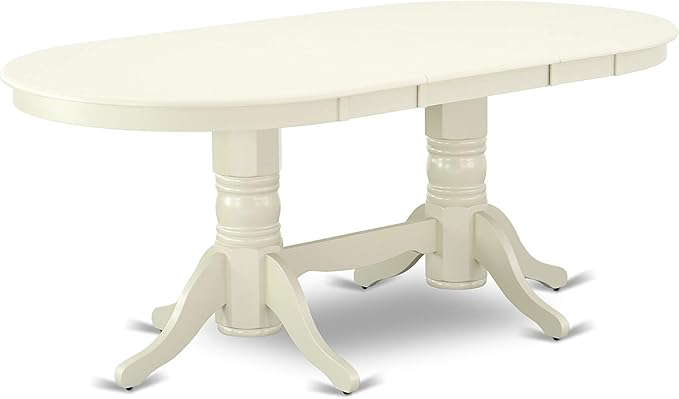 East West Furniture VAVA7-LWH-C 7 Piece Modern Dining Table Set Consist of an Oval Wooden Table with Butterfly Leaf and 6 Linen Fabric Upholstered Dining Chairs, 40x76 Inch, Linen White