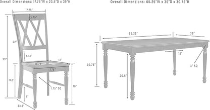 Crosley Furniture Shelby 5-Piece Traditional Dining Table Set for 4, Dinner Tables with Kitchen Chairs, Distressed Teal/Dark Cherry