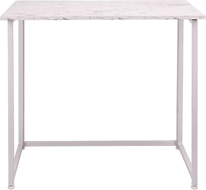 Leopard Outdoor Products Folding Computer Desk for Small Spaces, Space-Saving Home Office, Foldable Laptop Table, Writing Desk, Compact Study Reading Table (Marble White)